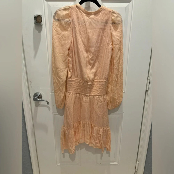 NWT A.L.C. Sidney Silk Dress in Pale Pink and Metallic Gold 0 - Picture 5 of 5